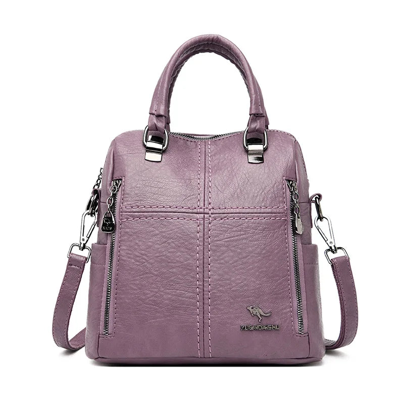 Hot Leather Luxury Handbags Women Bags Designer Multifunction Shoulder Bags For Women 2022 Travel Back Pack Mochila Feminina Sac