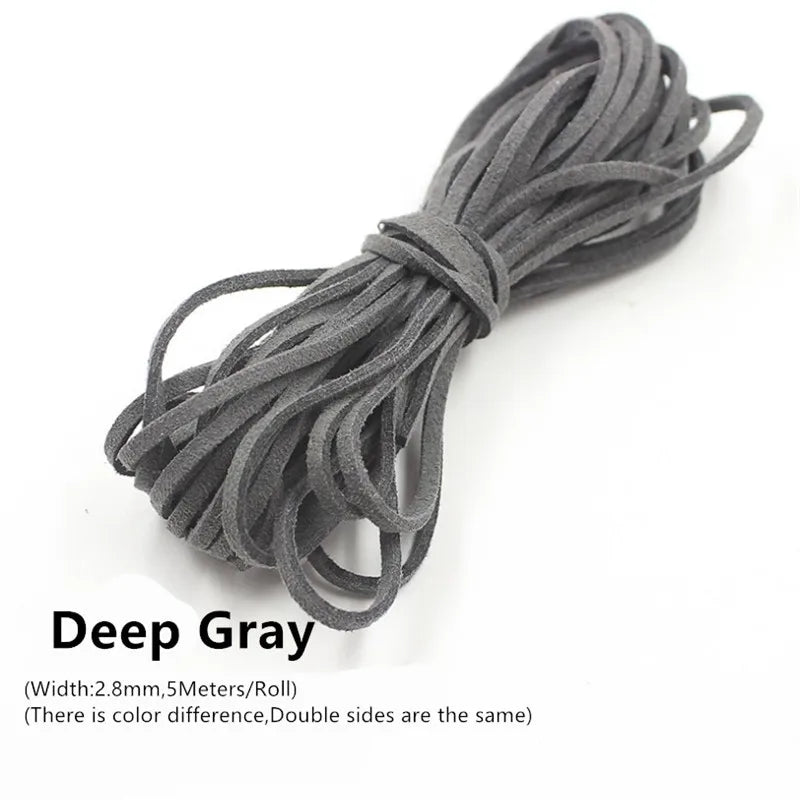 3MM 5M Micro-Fiber Flat Leather Lace Beading Thread Faux Suede Cord String Velvet Beading Supplies