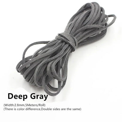 3MM 5M Micro-Fiber Flat Leather Lace Beading Thread Faux Suede Cord String Velvet Beading Supplies