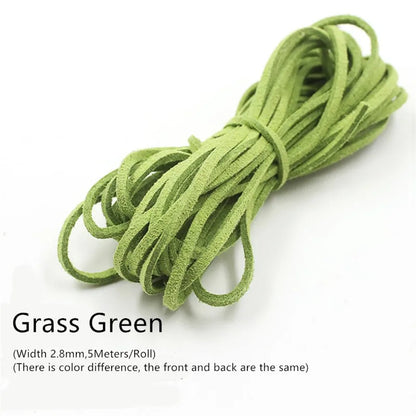 3MM 5M Micro-Fiber Flat Leather Lace Beading Thread Faux Suede Cord String Velvet Beading Supplies