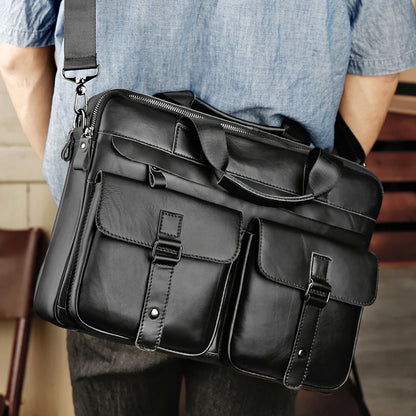 JOYIR Genuine Leather Men's Briefcases 15.6" Laptop Bag Office Bags for Men Document Business Shoulder Messenger Bag  Handbag
