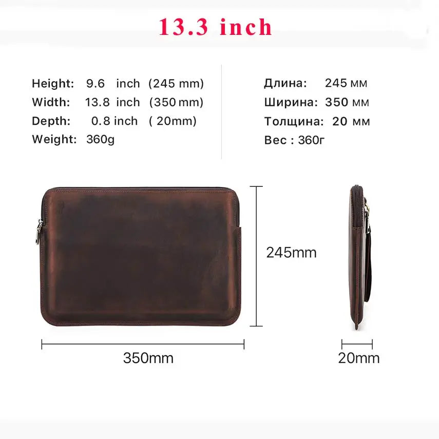 Laptop Briefcase Men For Macbook Air Pro 13 14 15 inch Cowhide Handbag Sleeve Tablet Pouch Case  Lenovo Thinkpad Matebook Funda