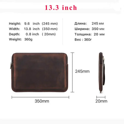 Laptop Briefcase Men For Macbook Air Pro 13 14 15 inch Cowhide Handbag Sleeve Tablet Pouch Case  Lenovo Thinkpad Matebook Funda
