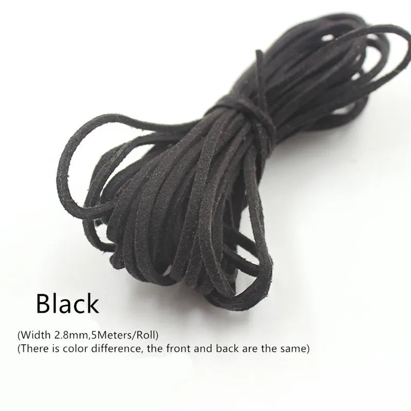 3MM 5M Micro-Fiber Flat Leather Lace Beading Thread Faux Suede Cord String Velvet Beading Supplies