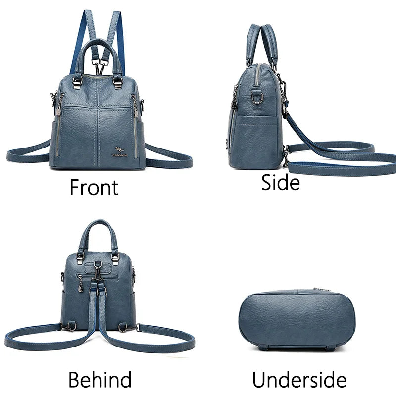 Hot Leather Luxury Handbags Women Bags Designer Multifunction Shoulder Bags For Women 2022 Travel Back Pack Mochila Feminina Sac