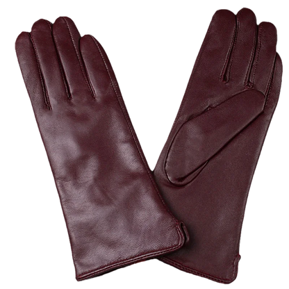 Leather Sheepskin Gloves Women's Autumn Warm Fleece Lining Color Fashion Thin Outdoor Activities Electric Bike Riding Driving