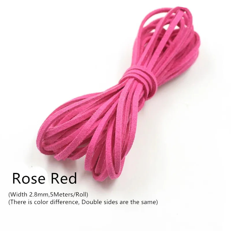 3MM 5M Micro-Fiber Flat Leather Lace Beading Thread Faux Suede Cord String Velvet Beading Supplies