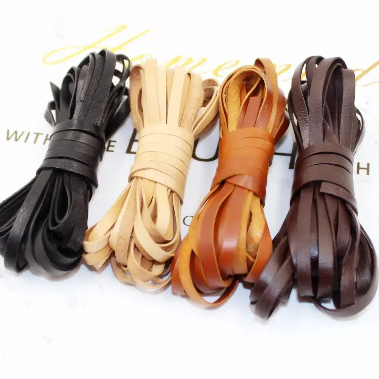 2 Meters 3 4 5 6 8 10mm Flat Genuine Leather Cord 1mm Thickness Black Brown Bracelet Leather String Rope DIY Jewelry Findings