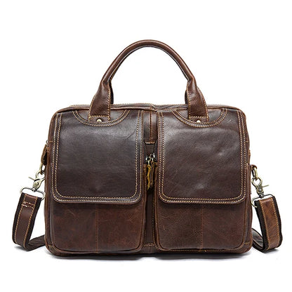 WESTAL Men's Briefcases Bags Men's Genuine Leather Laptop Bag Messenger Bag Men Leather office Bags for Men Document Briefcases