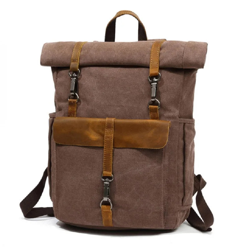 Vintage Canvas Leather Backpacks Traveling Laptop Backpack School Bags for Teenagers Back Pack Student Computer Rucksacks