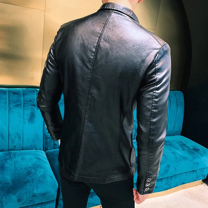 Dress Suit Coat men's jackets men's Business leather jackets men's Pu Blazers new Korean style slim thin trend leather jackets