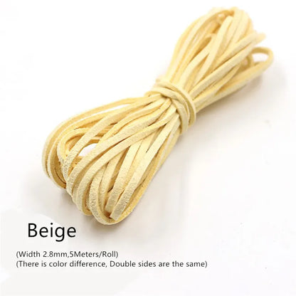 3MM 5M Micro-Fiber Flat Leather Lace Beading Thread Faux Suede Cord String Velvet Beading Supplies