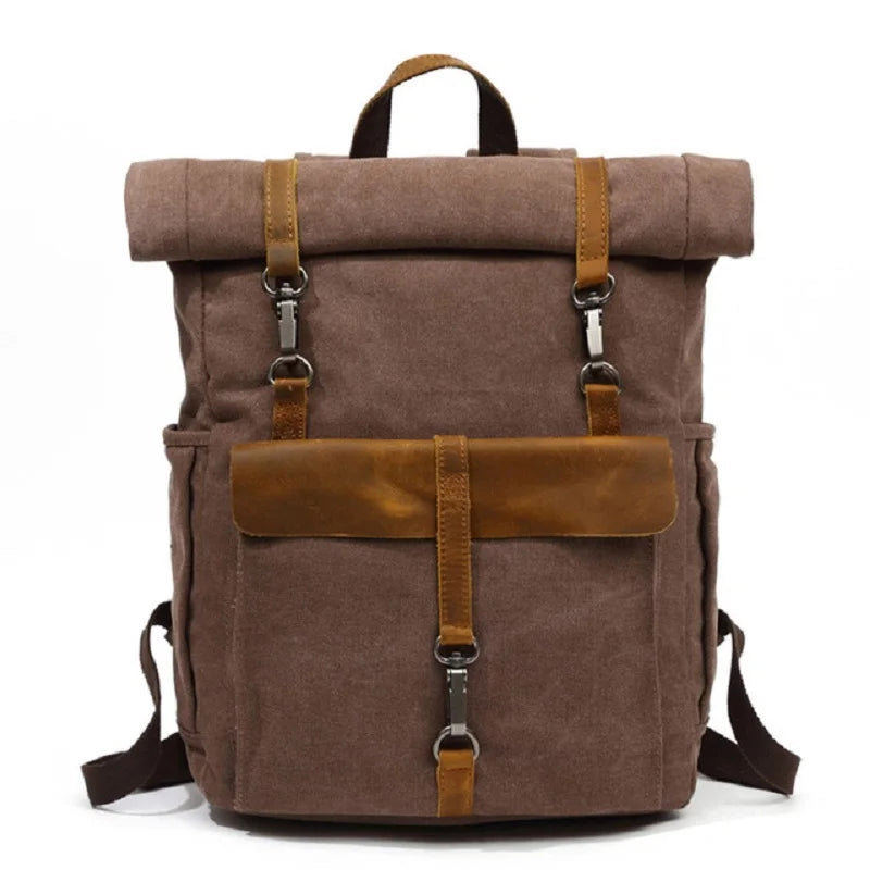Vintage Canvas Leather Backpacks Traveling Laptop Backpack School Bags for Teenagers Back Pack Student Computer Rucksacks