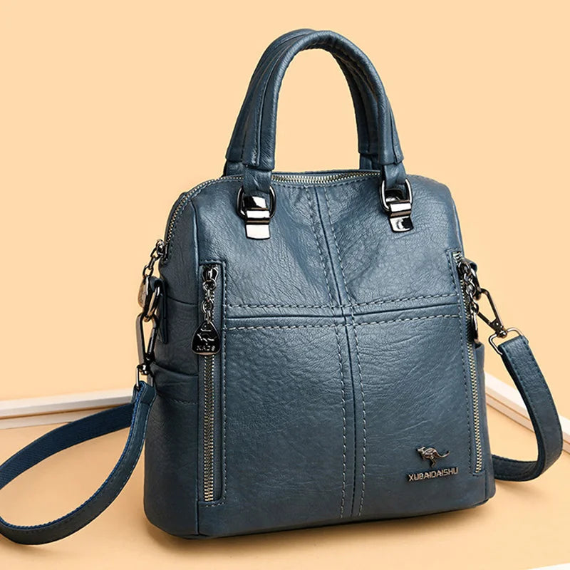 Hot Leather Luxury Handbags Women Bags Designer Multifunction Shoulder Bags For Women 2022 Travel Back Pack Mochila Feminina Sac