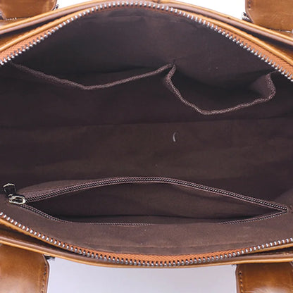 Men's Business office Briefcase Computer Laptop Handbag male Top PU Leather Tote man Large Solid Shoulder bags Black Vintage bag