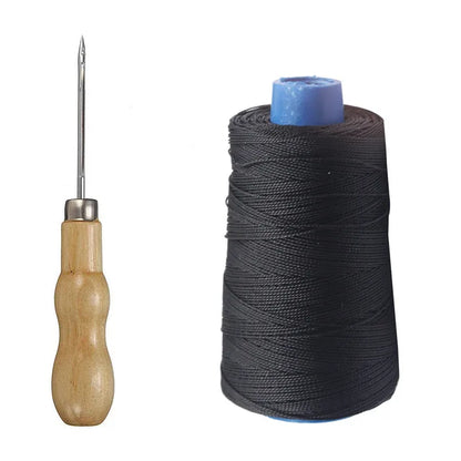 300M Nylon Sewing Thread Leather Sewing Waxed Thread & Wooden Handle Sewing Awl for Repair Shoes Hand Stitching Sewing Tools