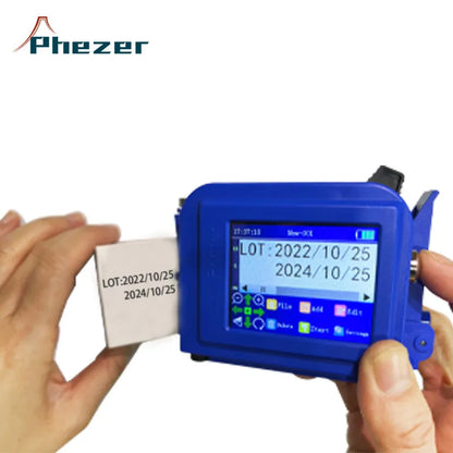 Phezer Mini Batch Code Portable Handheld Thermal Inkjet Printer XP600 for Flex Fast Dry Batch Coding Egg Date Expiry Number TIJ