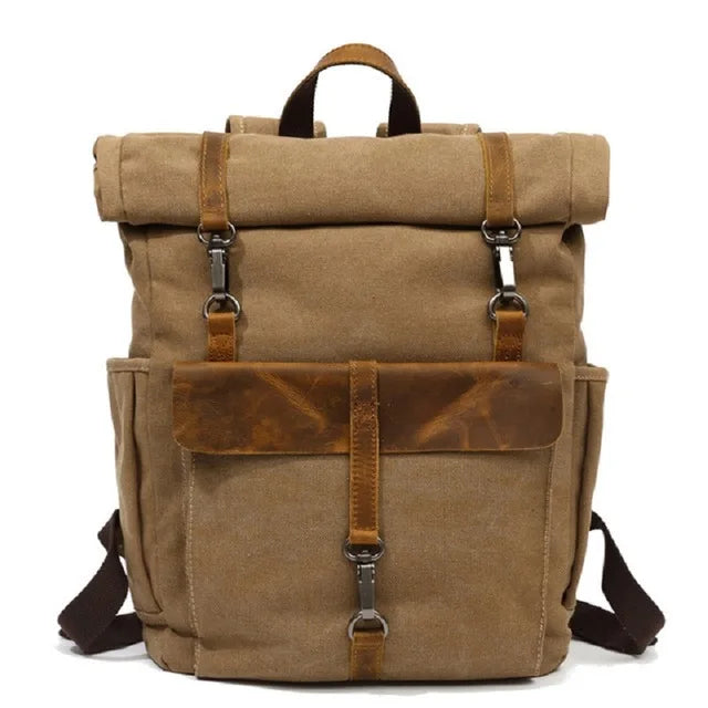 Vintage Canvas Leather Backpacks Traveling Laptop Backpack School Bags for Teenagers Back Pack Student Computer Rucksacks