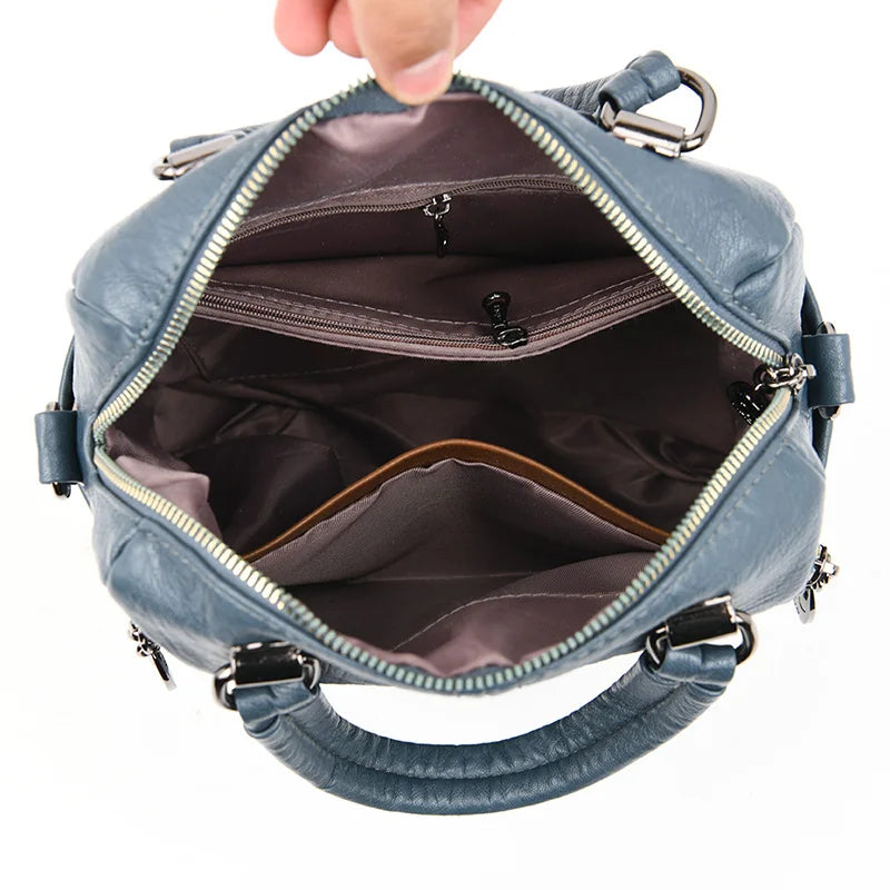 Hot Leather Luxury Handbags Women Bags Designer Multifunction Shoulder Bags For Women 2022 Travel Back Pack Mochila Feminina Sac