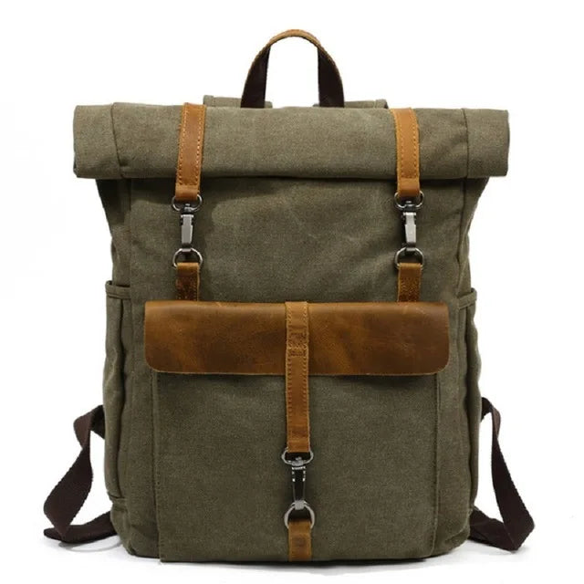 Vintage Canvas Leather Backpacks Traveling Laptop Backpack School Bags for Teenagers Back Pack Student Computer Rucksacks
