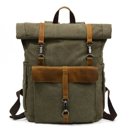 Vintage Canvas Leather Backpacks Traveling Laptop Backpack School Bags for Teenagers Back Pack Student Computer Rucksacks