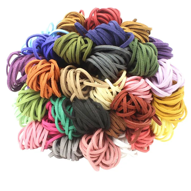 3MM 5M Micro-Fiber Flat Leather Lace Beading Thread Faux Suede Cord String Velvet Beading Supplies