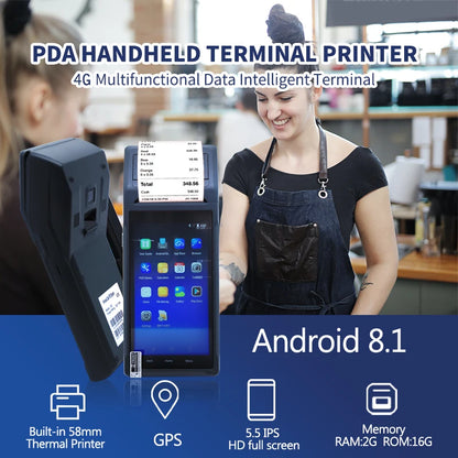 NEWPAS Q1 Handheld Android 12 POS Terminal with 4G NFC Camera to Scan QR Code and 58mm Thermal Printer Mini POS