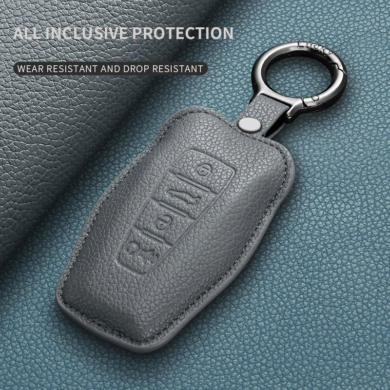 Leather Car Remote Key Case Accessories For Geely Emgrand 7 GX3 Atlas GS NL3 Gili EX7 GT Monjaro Boyue L PREFACE HAOYUE L ICON
