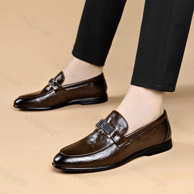 Men's Leather Shoes 2025 New High-quality Business Casual Shoes Men Loafers Spring Autumn Luxury Designer Dress Shoes Size 39-44