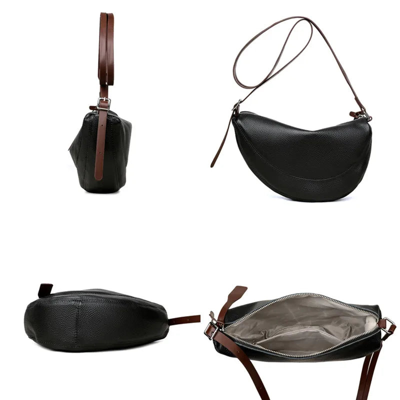 Women Genuine Leather Handbags Designer Fashion Daily Use Purse Female Shoulder bags Luxury Brand Cowhide Ladies Messenger Bags