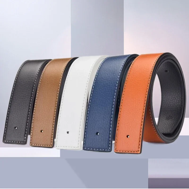 Belts No Buckle Men Women Unisex High Quality Pin Smooth Buckle Male Straps Without Buckle  PU Leather Waistband No Buckle 3.8cm