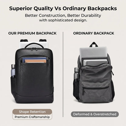 High-Quality Genuine Cowhide Leather Backpack for Men,15.6 Inch Laptop Bag,Business Travel Daypack,Office Briefcase