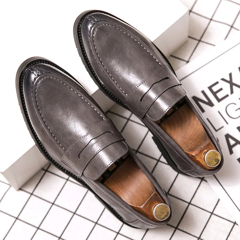 2025 Leather Shoes For Men Comfortable Slip On Loafers Yuppie Brogue Shoes Men British Style Formal Leather Men’s Dress Shoes