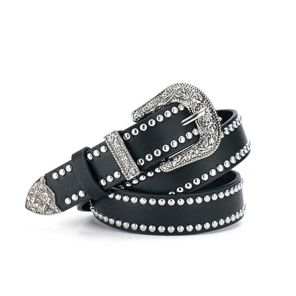 Men's and Women's Belt Elegant Genuine Leather Belt Punk Style Jeans Dress Waist Accessory