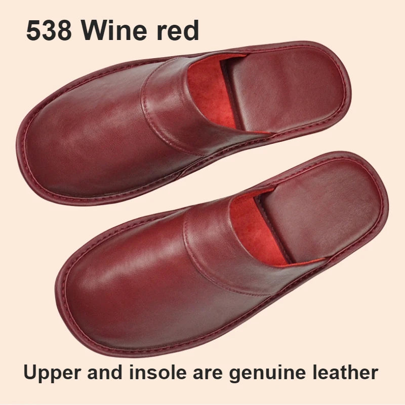 Soft Sheepskin Leather Slippers Homes in indoor slipper Spring Autumn men women elderly non-slip casual single shoes summer