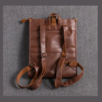 Leather Man Laptop Bags Fashion Business Men Backpacks Retro Male Travel Bag Men School Bags