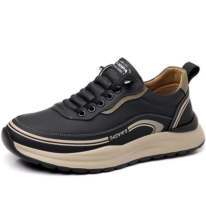 Men's Leather Shoes Soft Thick Sole Lightweight Anti-slip Casual Board Shoes Male PU Surface Waterproof Simple Sneakers