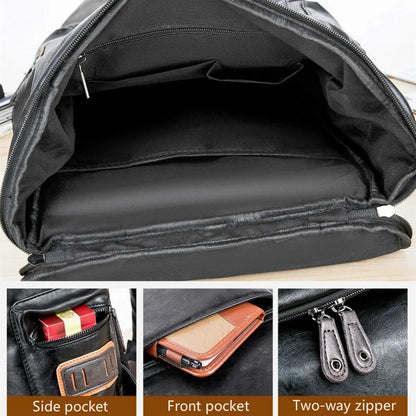 Men's Large Leather Antitheft Travel Backpack Laptop Bags Men Black Pu Bagpack Boy Big Capacity School Male Business 가방 mochilas