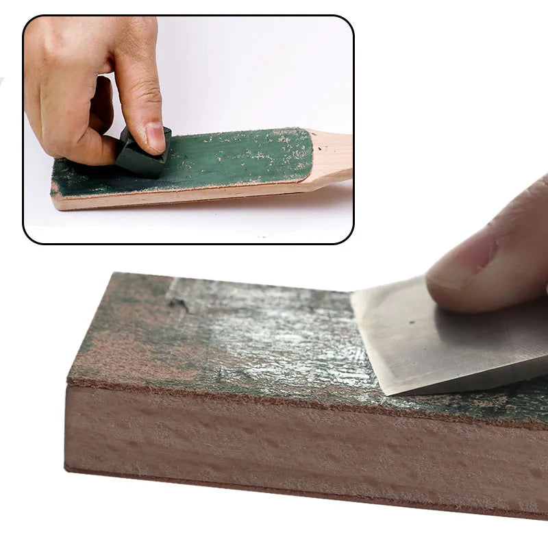 Sy Tools Sharpening Board Leather Craft Sharpener Wooden Handle Dual Sided DIY Leather Polishing Board Tool No Polishing Paste