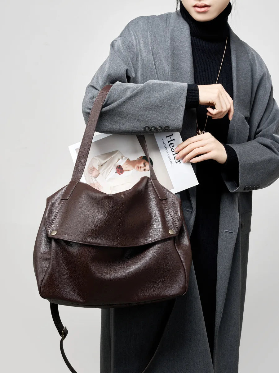 Luxury Handbags Soft Leather Shoulder Bags For Women 2025 New First Layer Cowhide Crossbody Bag Designer Purses Slouchy Tote Bag