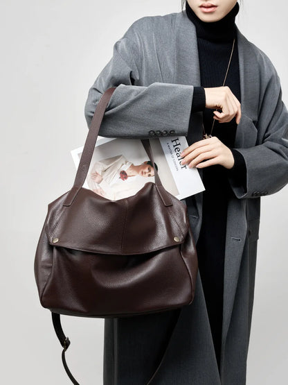 Luxury Handbags Soft Leather Shoulder Bags For Women 2025 New First Layer Cowhide Crossbody Bag Designer Purses Slouchy Tote Bag