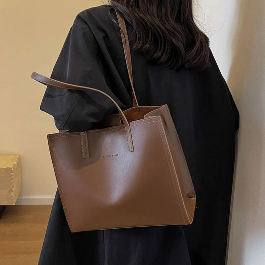 Women's Tote Bag Women Handbags Large Capacity Female Luxury High Quality PU Leather Simple Designer Shoulder Bag Сумка Женская