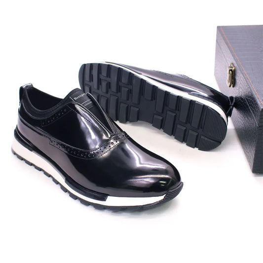 Men's Leather Shoes Comfortable Casual Men's Shoes Non-Slip Sole Glossy Sneakers Wedding High-End Occasion Dating Men's Shoes