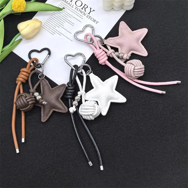Leather Star Maillard Bag Pendant Bag Hanger Car Keychain Jewelry Gift Decoration Accessories