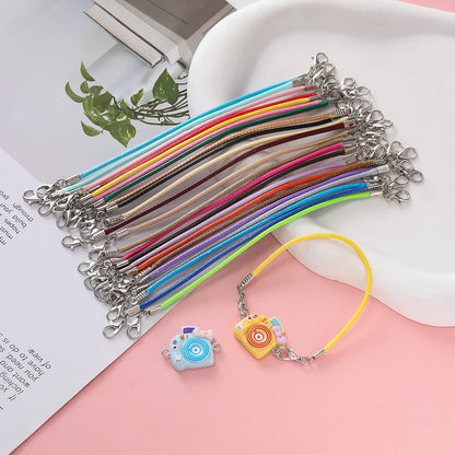 10pcs 2mm PU Leather Wax Thread 13cm Braided Strings With Alloy Lobster Clasp Bracelet Cord for DIY Jewelry Making Supplies