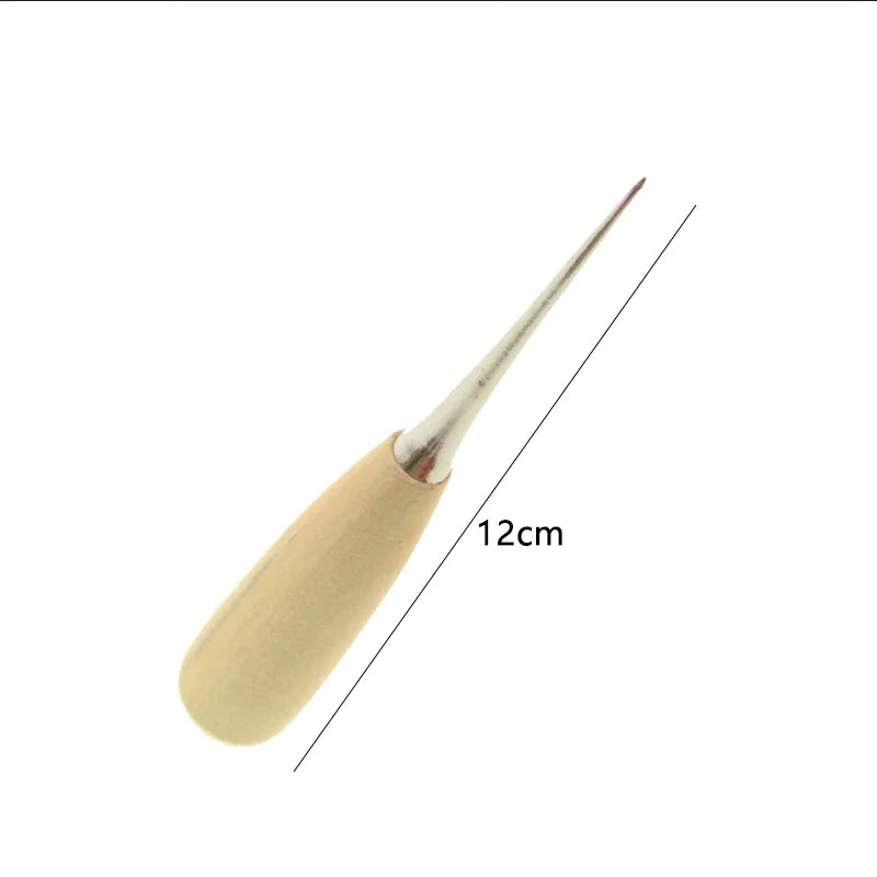 Leather Sewing Kit Wooden Handle Awl Tools DIY Leather Sewing Awl Needle Leather Craft Punch Hole Tool Tent Shoes Repairing Tool