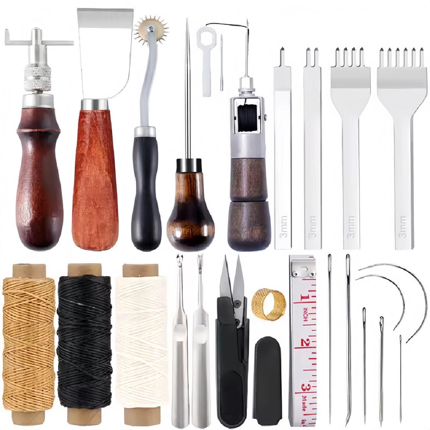 Leather Sewing Kit with Awl Hand Sewing Stitching Needles Thread Leather Craft Tool Kit for Shoes Sofa Tent Carpet