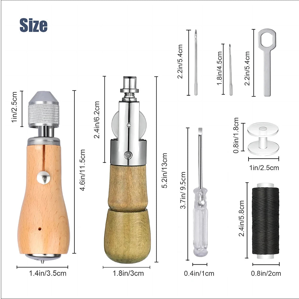 Leather Sewing Awl Thread Kit Hand Sewing Machine Speedy Lock Stitcher Thread Needles DIY Craft Shoemaker Canvas Repair Tool