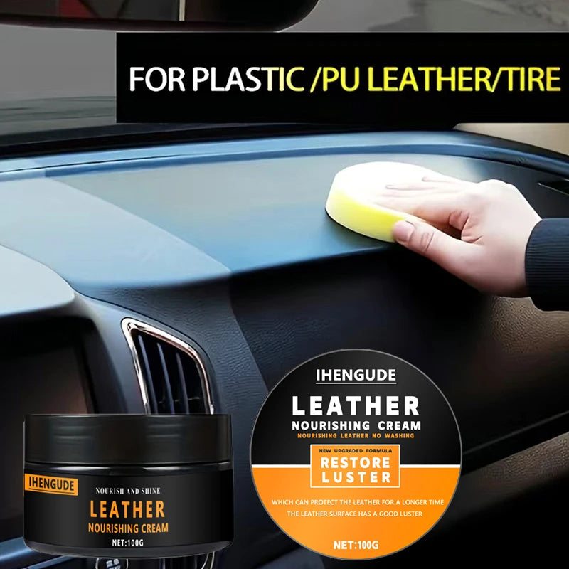 Leather Care Agent, Long-Lasting Car Seat Polishing and Nourishing Care, Leather Care Cream Suitable for Leather Pants, Bags, Shoes, Furniture