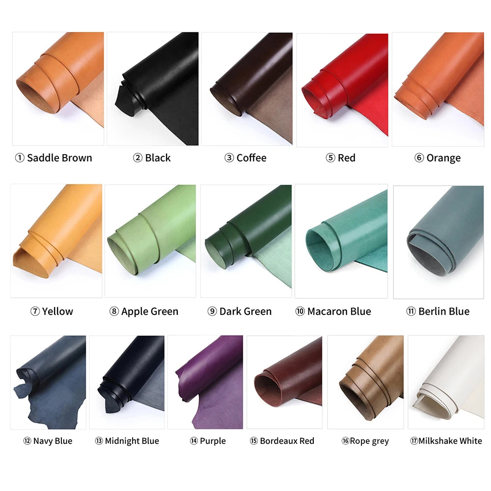 WUTA 3 Square Feet Irregular Colored Vegetable Tanned Cowhide Leather Piece DIY Full Grain Waxed Genuine Leather